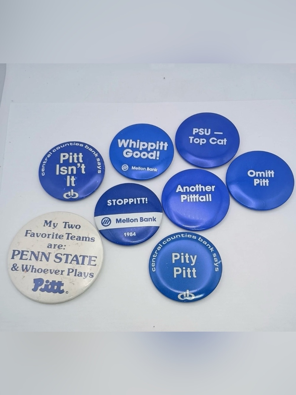 VTG 1970s -90s Penn State vs Pitt Football Game Buttons Lot of 8 PSU Pins UPitt